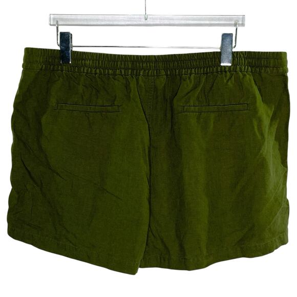 J.Crew XXL Seaside Linen Blend Shorts Green Pull On Drawstring Comfort Plus Size - Picture 3 of 11